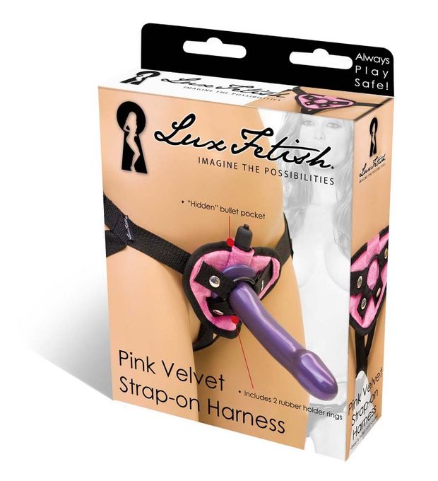 Fetish Pink Velvet Strap On for Females