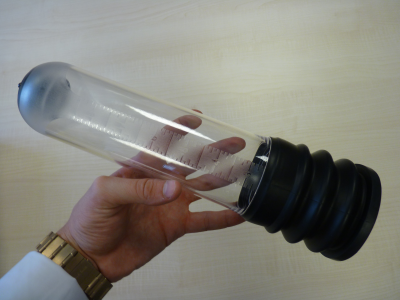 Holding the bathmate pump in my hand