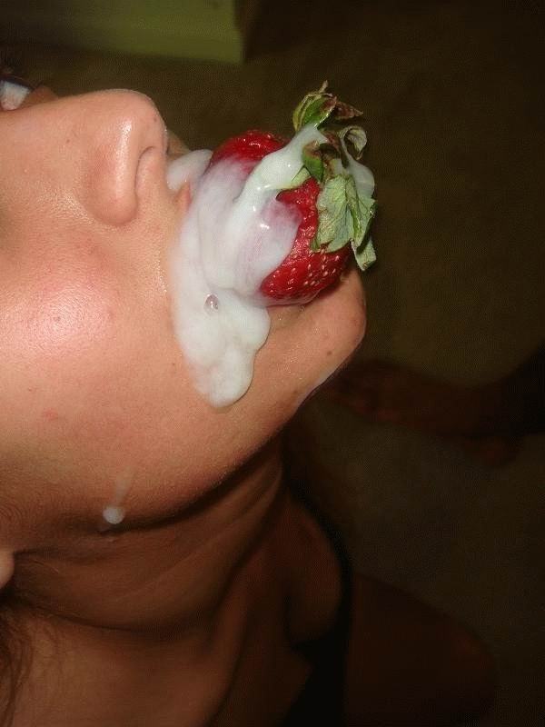 Strawberry with the cream from the dick