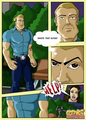 Cutie brunette comics babe teasing her hero with her assets