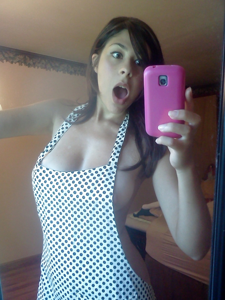 In Nothing But Her Apron For This Selfie, Daring!