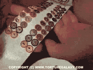 Realy Painfull She put a thumbtacks on a tape on her pussy