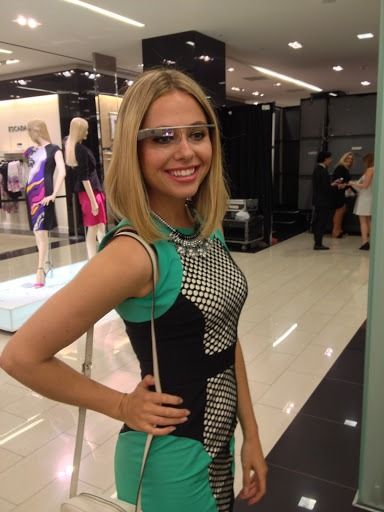 Beautiful girl showing off her Google Glass