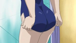 animated animated_gif ass gunxsword one-piece_swimsuit screencap shrinking swimsuit swimsuit_pull wardrobe_malfunction wedgie wendy_garrett