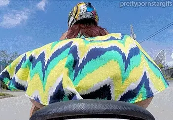 Sophia Steele flashing her big ass on a bike