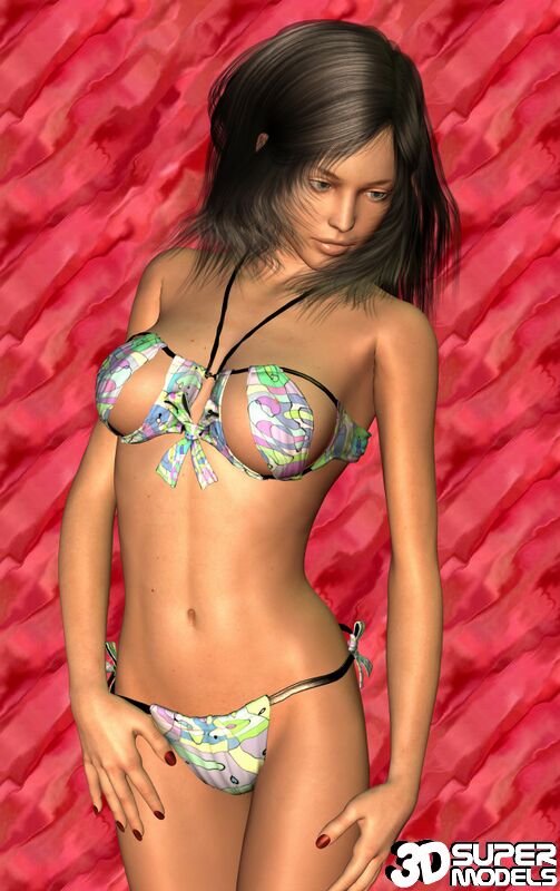 Raven haired 3D hottie Hailey teasing us with her sexy lingerie