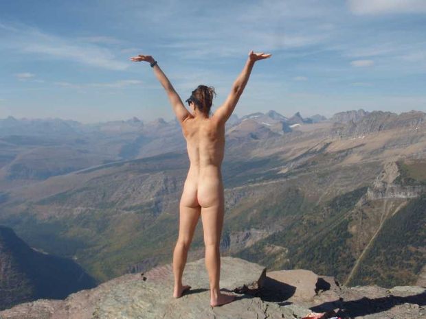 Amateur Naked on Mountain Top Dare