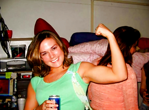 sexy college party slut showing some muscle