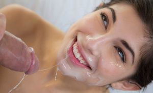 Cum covered teen face