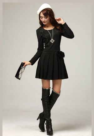 Black Dress Asian Tall boots