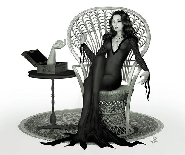 Morticia Adams Pin-Up by seanearley