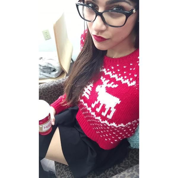 Gorgeous Mia Khalifa in christmas sweater