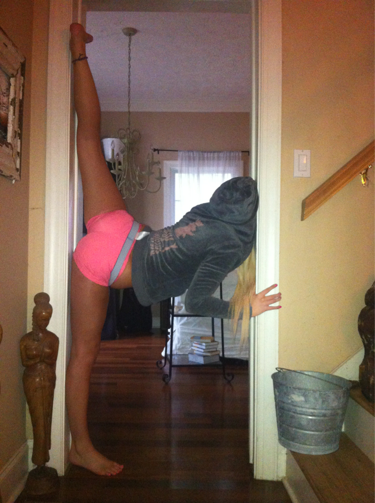 Legs wide open through the door
