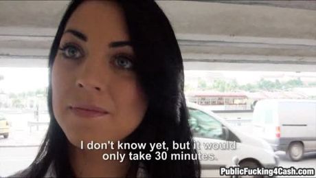 Euro slut fucked and facialed in public