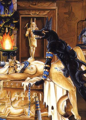 Anubis Sacks Sekhamet's temple - by lordgriffin