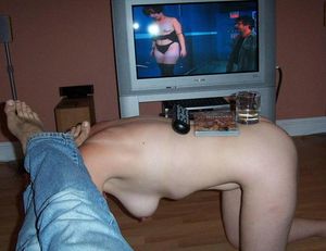 TV table with foot rest