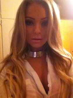 hot blonde in a collar