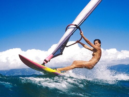 bare windsurfer babe