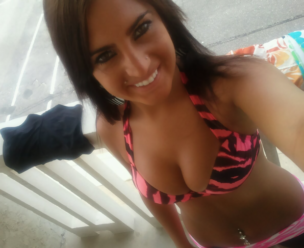Hot Latina babe with some great cleavage