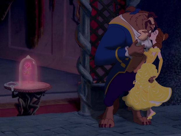 Beauty and the Beast romantic French kissing