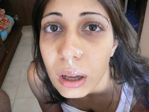Indian milf with cum on nose