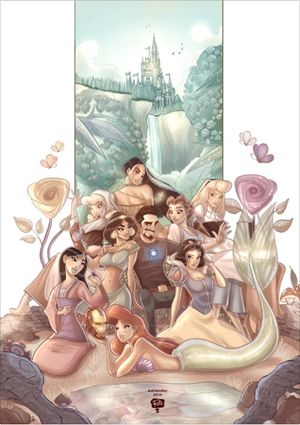 Tony Stark and the disney princesses
