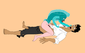 The Little Mermaid Prince Eric and fish head Ariel sans background