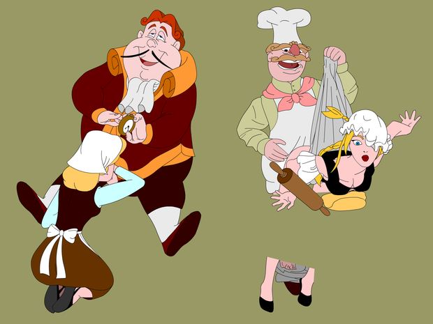 Beauty and the Beast Human Again Cogsworth and umm Swedish Chef I guess sans background
