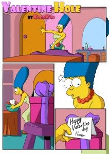 En el comic porno: El agujero de San Valentin, Marge simpson recibe su regalo del día de San Valentin pero no justamente de su borracho esposo Homero Simpson sino de su vecino Ned Flanders

Datos del Comic: Los Simpson XXX &#8211; El agujero de San Valent
