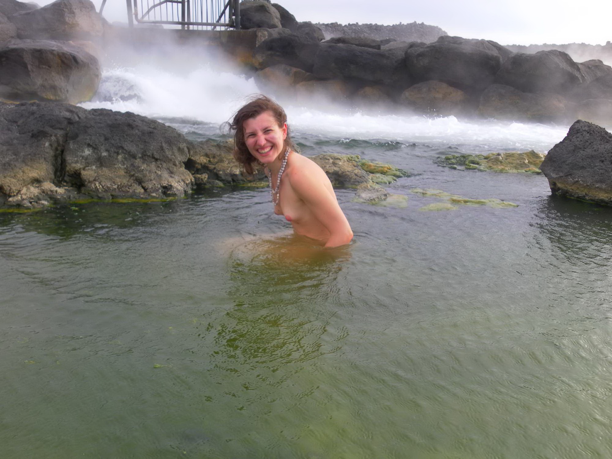 Taking a dip in an Icelandic hot spring