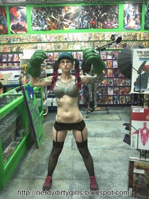 Half Naked Sexy Nerd Girl