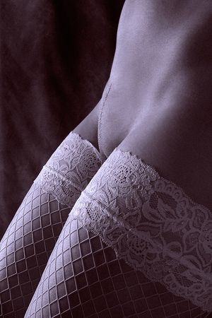 Sexy Legs High Heels Cover Girl White Stockings 6703