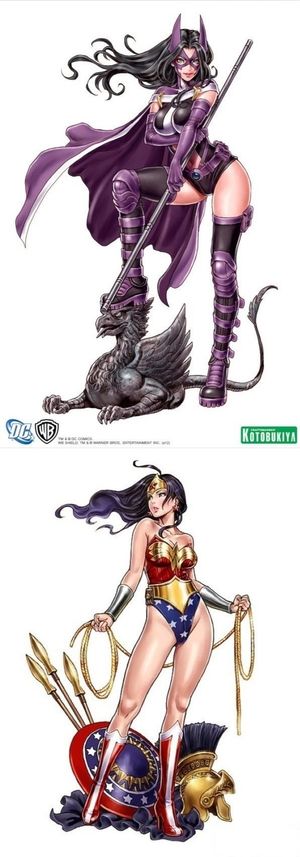 I actually have no idea who the top woman is but the bottom one is of course Wonder Woman.