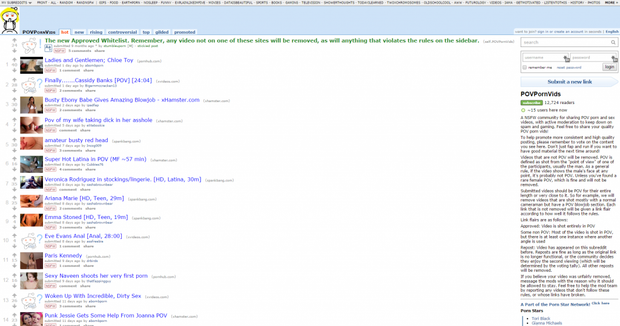 If you love watching POV(point-of-view) porn, then the sub-reddit /r/POVPornVids is definitely for you. Like /r/PornVids, they combat spam and virus sites, so you can fap in safety. Enjoy!
The post POVPornVids appeared first on PornManiak.