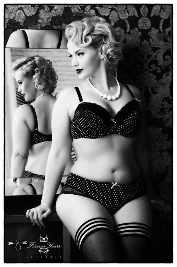 Sexy curvy blonde in lingerie