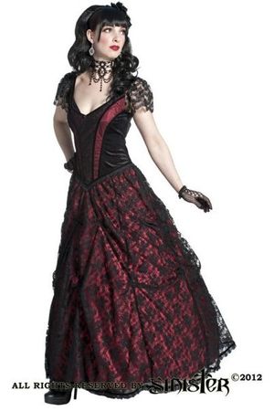 Alvira RED and Black Lace Gothic Prom Dress by Sinister