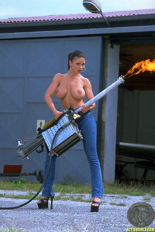 veronica with a flamethrower