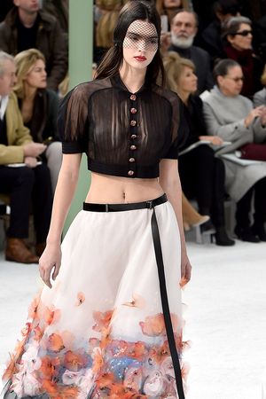 Kendall Jenner Wears A See Through Shirt For Chanels Spring Summer Fashion Show In Paris