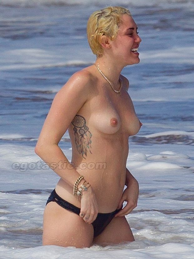 Miley Cyrus Topless at Beach in Hawaii