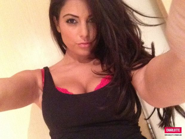 Charlotte Springer Red Bra and Panties Selfies