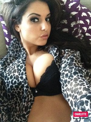Charlotte Springer in black bra selfies