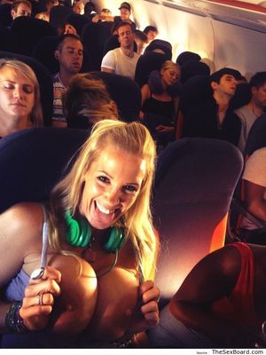 Enormous sneaky tits out on the plane