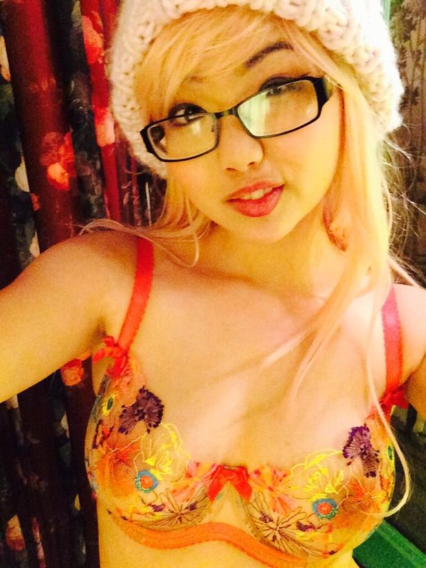 Sheer bra and glasses