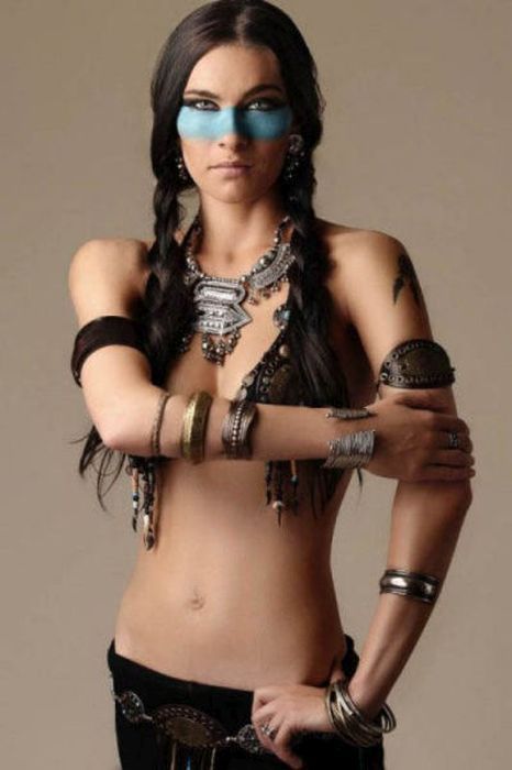 pink Girls Dressed in Hot Native American Outfits