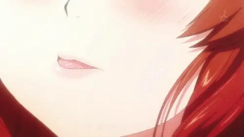 1girl animated animated_gif brown_hair eating food koufuku_graffiti licking_lips lips long_hair machiko_ryou purple_eyes sexually_suggestive