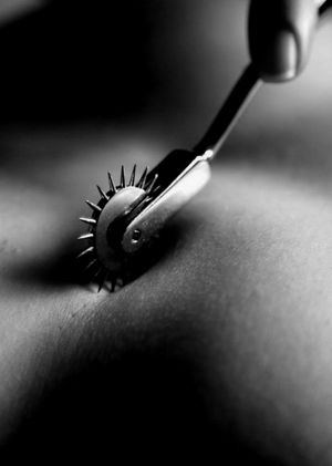 Don't forget the blindfold with the Wartenberg wheel!