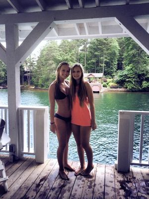 Gorgeous girls on a dock