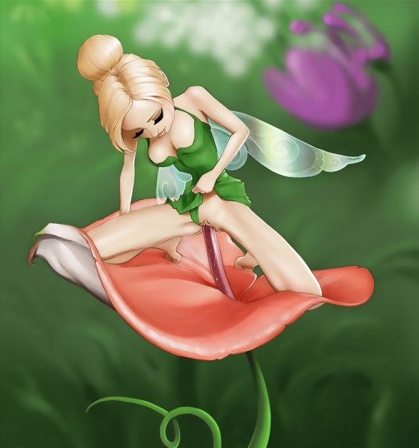 Tinker Bell masturbates with a flower