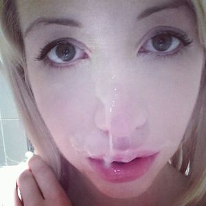yummy cum dripping down my face mmm lick it all up