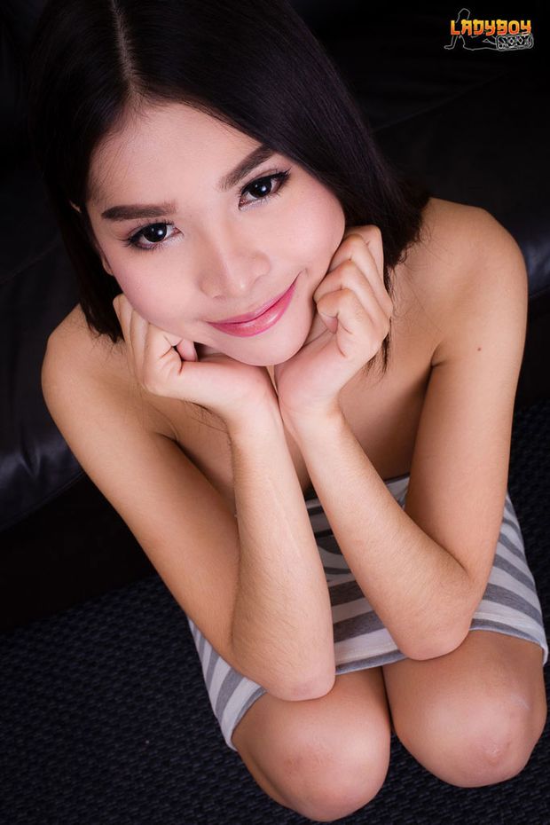 Beautiful Teen Thai Ladyboy Lala shows her perky shemale tits, tight asian ass and juicy tranny cock wearing cute dress..